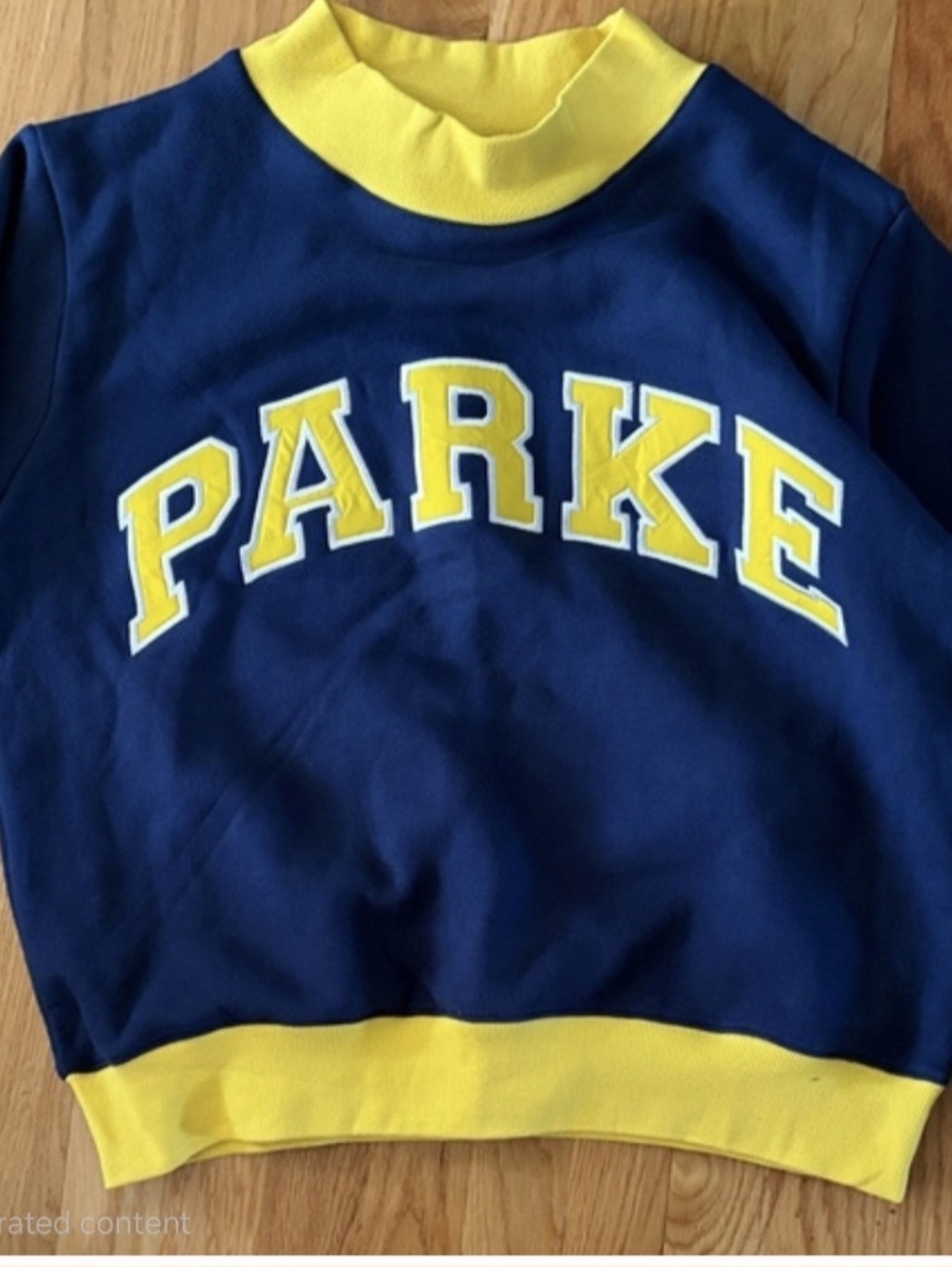 New PARKE Varsity Mockneck Navy/Yellow Sweatshirt L/XL Michigan Colors Heritage